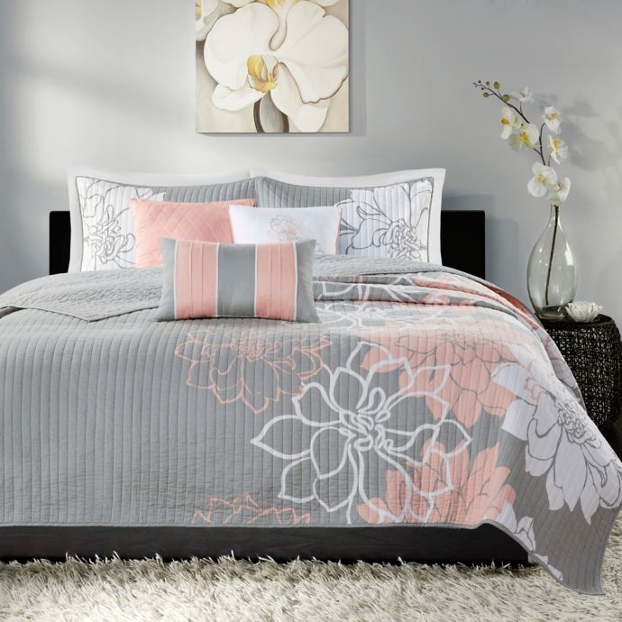 Madison Park Lola 6 Piece Reversible Cotton Printed Coverlet Set