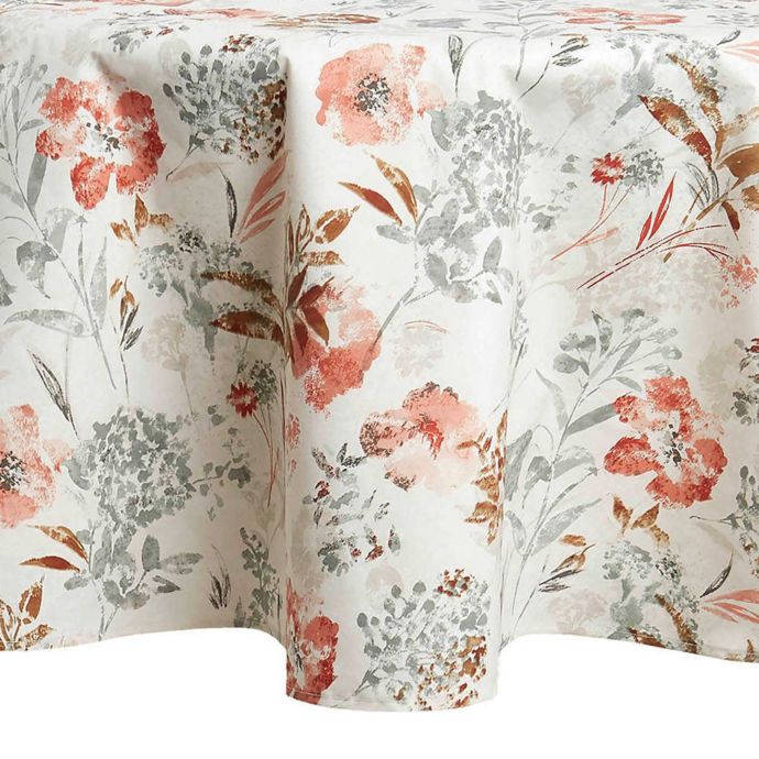 Floral Fields Laminated Round Tablecloth in Cream | Bed ...