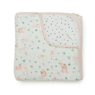 Loulou LOLLIPOP Bunny Meadow Muslin Baby Quilt. View a larger version of this product image.
