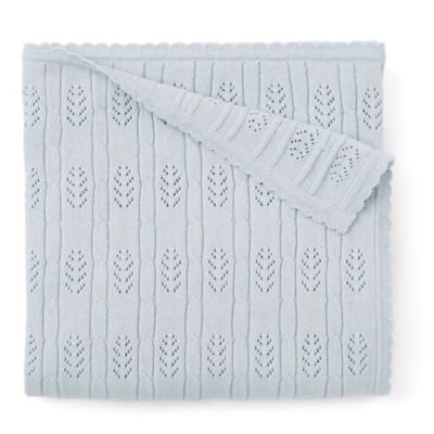Elegant Baby&reg; Knit Cotton Stroller Blanket in Cloud Blue