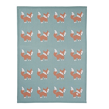 Elegant Baby&reg; Fox Cotton Stroller Blanket in Teal. View a larger version of this product image.