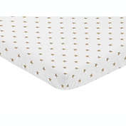 Sweet Jojo Designs&reg; Celestial Pink Star Print Mini Crib Sheet in Gold/White