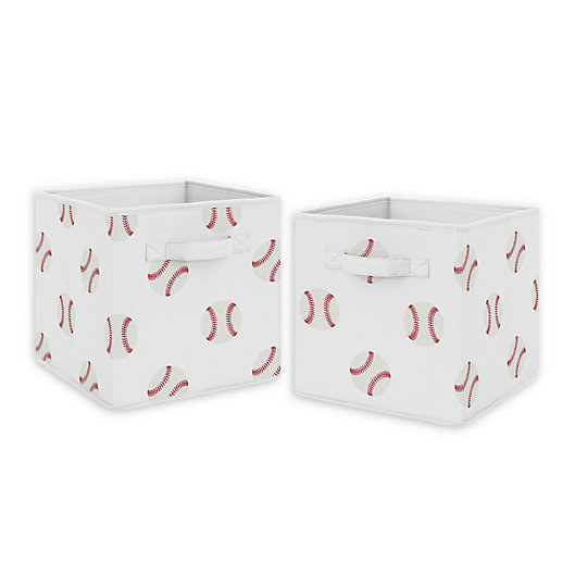 Alternate image 1 for Sweet Jojo Designs® Baseball Patch Storage Bins in Red/White (Set of 2)
