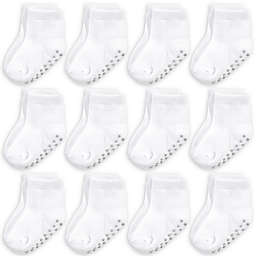 Touched by Nature Size 6-12M 12-Pack Non-Skid Socks in White