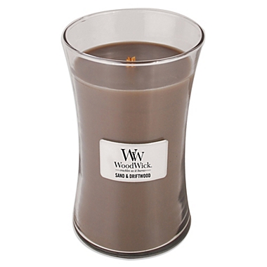 WoodWick&reg; Sand &amp; Driftwood 21.5 oz. Hourglass Candle. View a larger version of this product image.