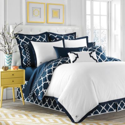 Jill Rosenwald Hampton Links Reversible Duvet Cover In Navy White