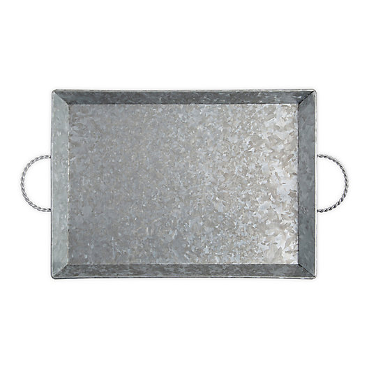 Alternate image 1 for Bee & Willow™ Galvanized Metal 18-Inch Handled Serving Tray in Silver