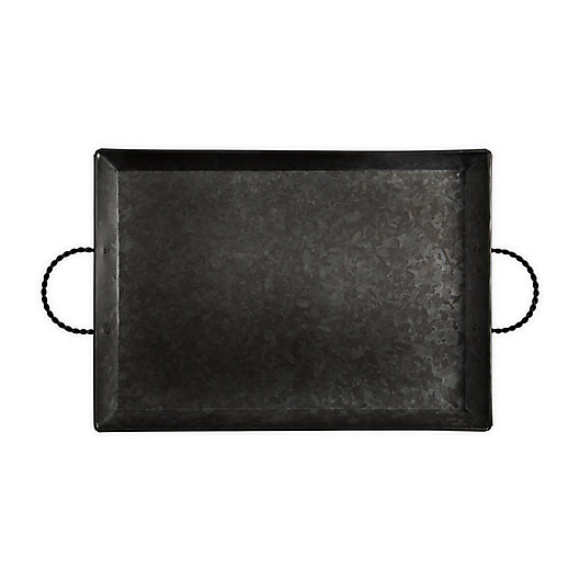 Alternate image 1 for Bee & Willow™ Galvanized Metal 18-Inch Handled Serving Tray in Black