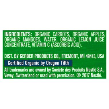 Gerber&reg; 2nd Foods&reg; Organic Carrots, Apples & Mangoes Puree Pouch 3.5 oz.. View a larger version of this product image.