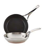 Anolon&reg; Nouvelle Nonstick 2-Piece Stainless Steel and Hard-Anodized Skillet Set in Silver/Grey