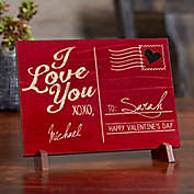 Sending Love Personalized Wood Postcard in Red