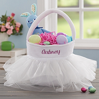 Tutu Personalized Easter Basket in White. View a larger version of this product image.