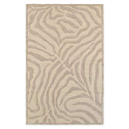 LR Home Zebra Tufted Rug in Taupe/Silver