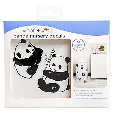Ubbi&reg; 16-Count Panda Diaper Pail Decals in Black/White. View a larger version of this product image.