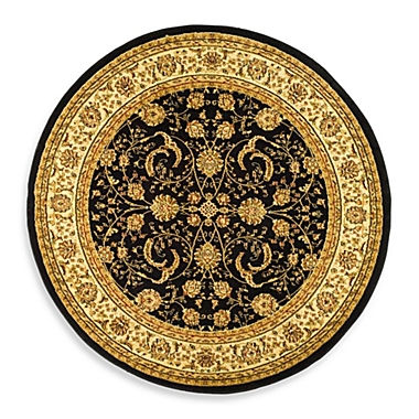Safavieh Lyndhurst Scroll Pattern 5-Foot 3-Inch Round Rug in Black and Ivory. View a larger version of this product image.