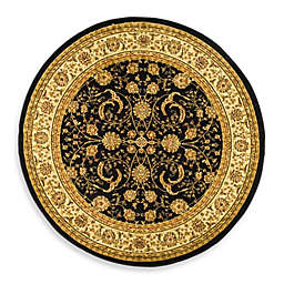 Safavieh Lyndhurst Scroll Pattern 5-Foot 3-Inch Round Rug in Black and Ivory