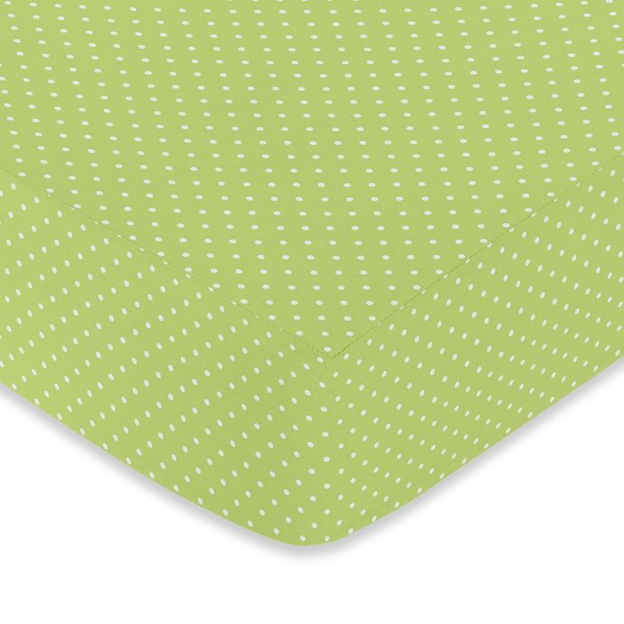 Sweet Jojo Designs Hooty Fitted Crib Sheet In Lime Mini Dot