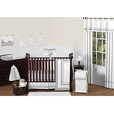 Sweet Jojo Designs Hotel Collection Crib Bedding in White/Grey. View a larger version of this product image.