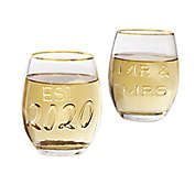 Mud Pie&reg; Embossed Stemless Wine Glasses (Set of 2)