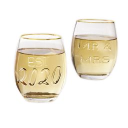 Mud Pie® Embossed Stemless Wine Glasses (Set of 2)