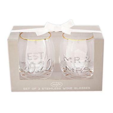 Mud Pie&reg; Embossed Stemless Wine Glasses (Set of 2). View a larger version of this product image.