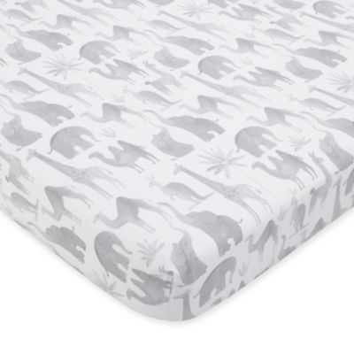 NoJo Elephant Tribe Cotton Fitted Sheet in Grey