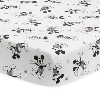 Lambs &amp; Ivy&reg; Magical Mickey Mouse Cotton Fitted Crib Sheet in White/Grey