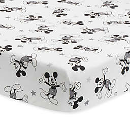 Lambs & Ivy® Magical Mickey Mouse Cotton Fitted Crib Sheet in White/Grey