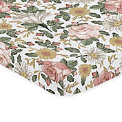 Sweet Jojo Designs Vintage Floral Microfiber Mini Crib Sheet in Pink/Green