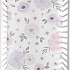 Alternate image 1 for Sweet Jojo Designs Watercolor Floral Microfiber Mini Crib Sheet in Lavender/Grey