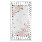 Alternate image 0 for Sweet Jojo Designs Watercolor Floral Corner Floral Crib Sheet in Pink/Grey