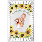 Alternate image 1 for Sweet Jojo Designs Sunflower Microfiber Mini Crib Sheet in Yellow/Green