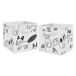 Sweet Jojo Designs Fox Fabric Storage Bins in Black/White (Set of 2)