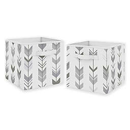 Sweet Jojo Designs Mod Arrow Fabric Storage Bins in Grey/White (Set of 2)