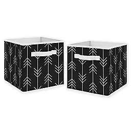 Sweet Jojo Designs Arrow Print Fabric Storage Bins in Black/White (Set of 2)