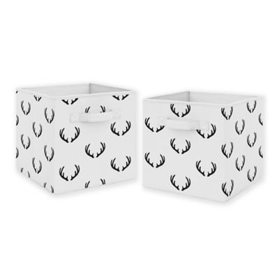 white fabric storage bins