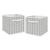 Sweet Jojo Designs Herringbone Storage Bins in Grey (Set of 2)