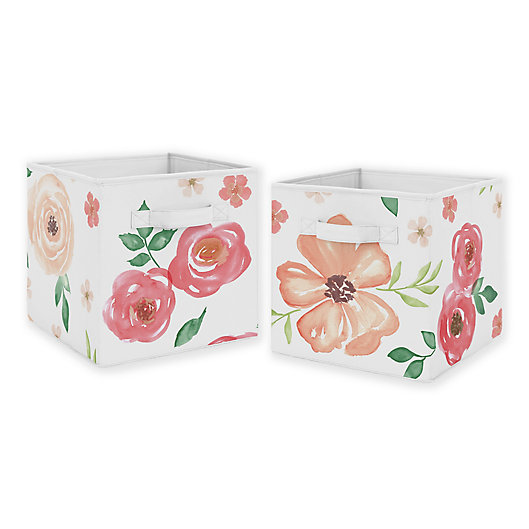 Alternate image 1 for Sweet Jojo Designs Peach Floral Storage Bins