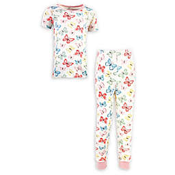 Touched by Nature Size 12-18M 2-Piece Butterfly Organic Cotton Short-Sleeve Pajama Set