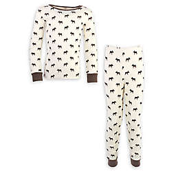 Touched by Nature 2-Piece Moose Organic Cotton Pajama Set in Brown