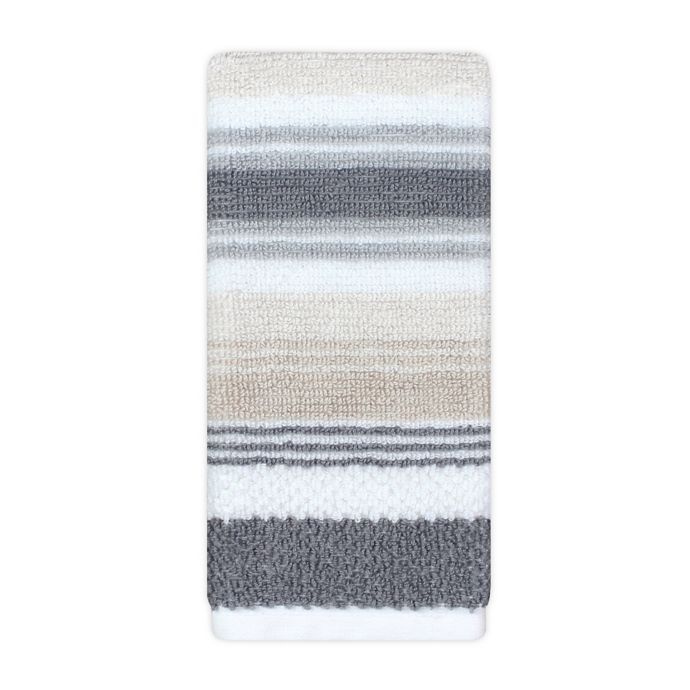 KAS ROOM Zerena Striped Fingertip Towel in Natural Bed Bath and