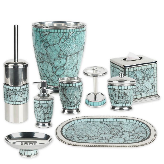 Nu Steel Iceberg Mosaic Bath Accessory Collection In Aqua Bed Bath Beyond