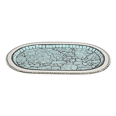 nu steel Iceberg Mosaic Vanity Tray in Aqua. View a larger version of this product image.