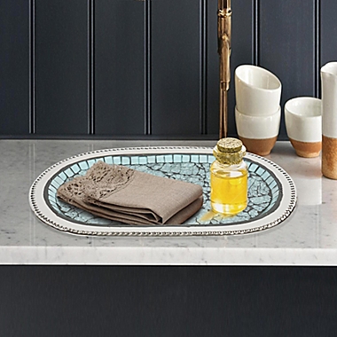 nu steel Iceberg Mosaic Vanity Tray in Aqua. View a larger version of this product image.