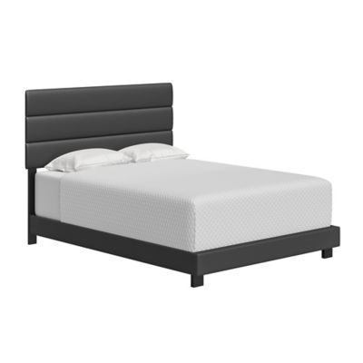 E-Rest Hudson Twin Faux Leather Upholstered Bed Frame in Black