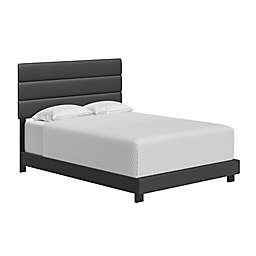 E-Rest Hudson Queen Faux Leather Upholstered Bed Frame in Black