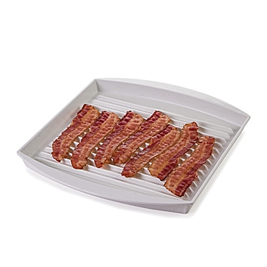 Progressive Prep Solutions&reg; Large Microwave Bacon Grill with Splatter Guard in White. View a larger version of this product image.