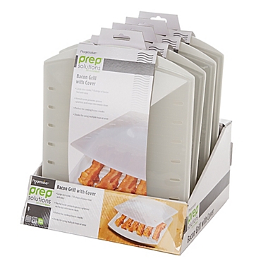 Progressive Prep Solutions&reg; Large Microwave Bacon Grill with Splatter Guard in White. View a larger version of this product image.