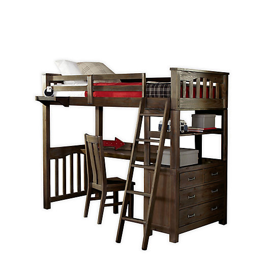 Alternate image 1 for Hillsdale Furniture Highlands Twin Loft Bed with Tray, Desk and Chair in Espresso