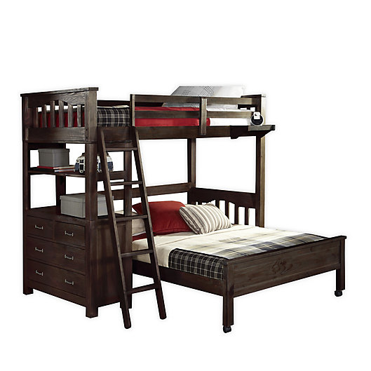 Alternate image 1 for Hillsdale Furniture Highlands Twin Loft Bed with Tray and Full Lower Bed in Espresso